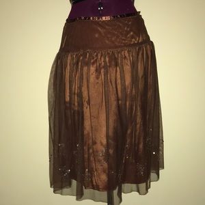 Brand New! Bronze evening skirt with sequin accent